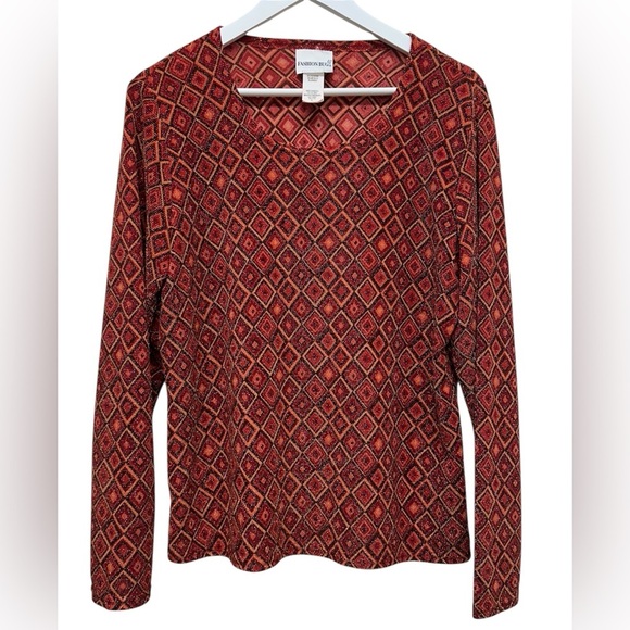 Fashion Bug Vintage 90’s Y2K Grunge Art Deco Hippie Top Shirt Tee Blouse Sz L - Picture 1 of 7